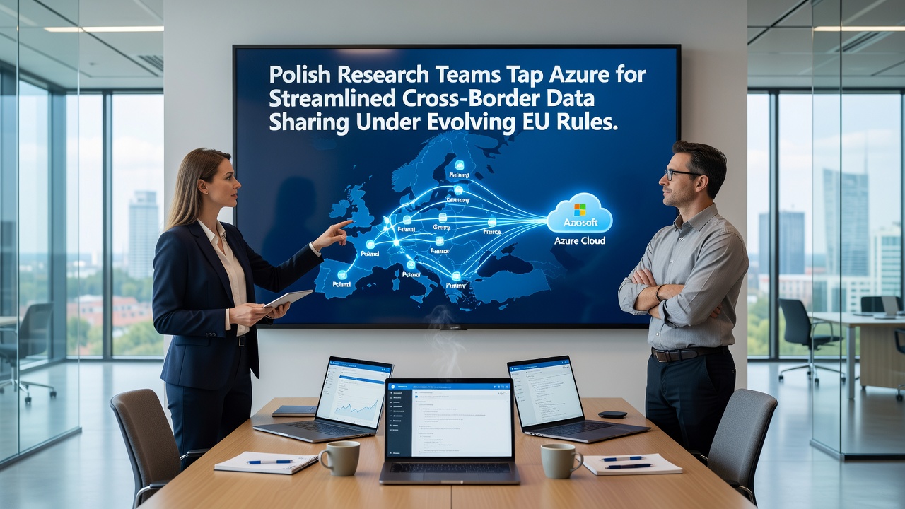 Azure dashboard displaying cross-border data transfer compliance metrics for EU research projects